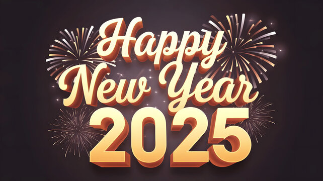 Happy New Year 2025 Day social media post celebration illustration background 