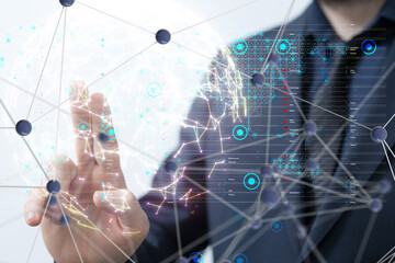 Aufkleber - Neural network 3D illustration. Big data and cybersecurity