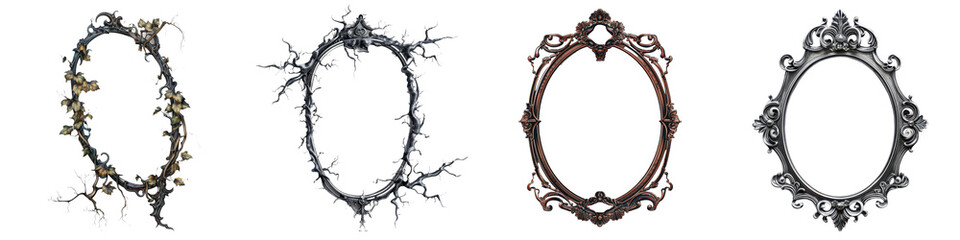 Haunted mirror, Halloween element. Illustration, on transparent PNG file