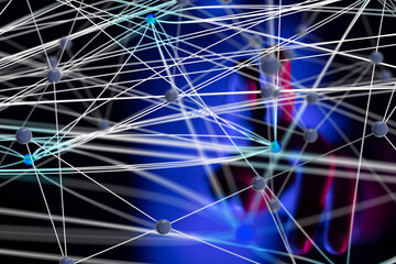 Fototapete - Global network. Blockchain. 3D illustration. Neural networks and artificial intelligence. Abstract