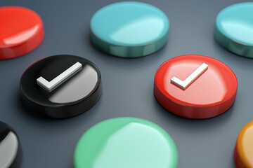 Poster - A close-up view of various buttons, suitable for use in designs or presentations about fashion, accessories, or technology