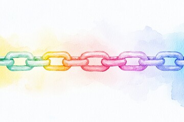 Poster - Colorful Chain Links on a Gradient Background Representing Virtual Network Security Concepts