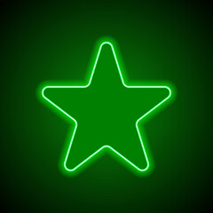 Wall Mural - Star simple icon vector. Flat design. Green neon on black background with green light