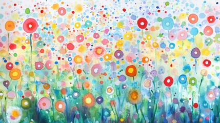 Poster - Colorful watercolor droplets and splashes, bright and cheerful designs for kids artwork themes