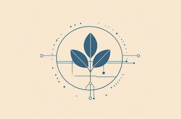 Poster - Minimalist plant sprout in tech circle.