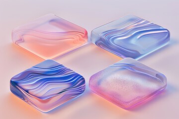 Poster - a collection of four differently colored glass blocks