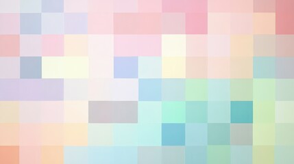 Wall Mural - A minimalist abstract pixel art composition, where blocks are arranged in a grid pattern, with soft gradients of pastel colors