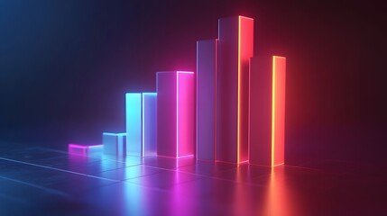 Poster - A vibrant, illuminated bar graph showcases data trends in a futuristic setting. The colorful bars rise dynamically, symbolizing growth and innovation in the business landscape.