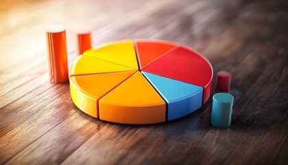 Aufkleber - A vibrant pie chart and bar graph display colorful data visualizations. Perfect for illustrating business performance or analytical reports in an engaging and professional manner.