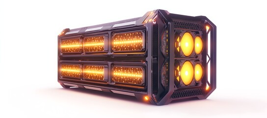 Poster - Futuristic orange-lit technological power core, sleek design.