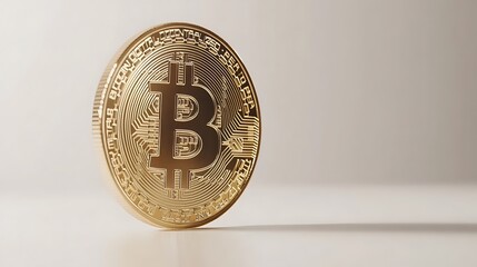 Poster - Gold Bitcoin Cryptocurrency Coin on a White Background