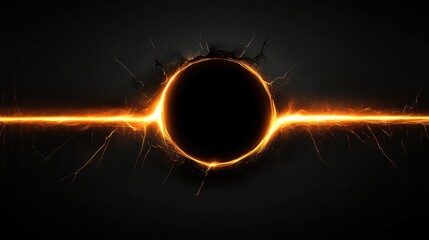 Poster - Dynamic black hole bursting through a textured black surface, sharp cracks with glowing light spilling out