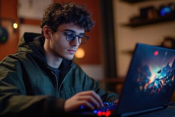 Poster - A person sitting at a desk, typing away on their laptop