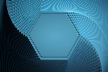 Fototapete - 3D rendering with hoops in fancy dynamism. Simulating movement from top to bottom with marked light and shadows. 3D shapes with moving scale.