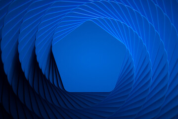 Fototapete - 3D rendering with hoops in fancy dynamism. Simulating movement from top to bottom with marked light and shadows. 3D shapes with moving scale.