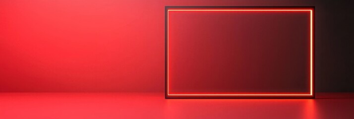 Aufkleber - A minimalistic composition featuring a glowing red frame against a contrasting dark background, creating a striking visual impact.