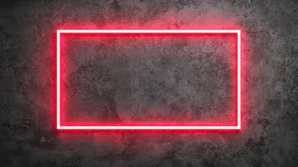 Aufkleber - A glowing red neon frame against a textured dark background, creating a modern and artistic aesthetic.
