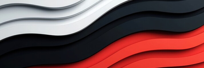 Aufkleber - A modern abstract design featuring layered waves in shades of white, black, and red, creating a dynamic visual impact.