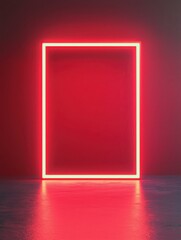 Poster - A glowing red neon frame against a dark background, creating a striking visual contrast.
