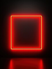 Poster - A glowing red neon square against a dark background, creating a striking contrast and a modern, minimalist aesthetic.