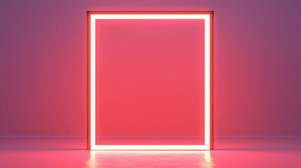 Aufkleber - A glowing neon square frame against a pink background, creating a modern and vibrant aesthetic.