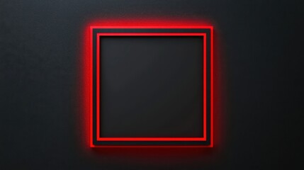Aufkleber - A minimalistic square frame with a glowing red outline against a dark background, creating a modern and striking visual effect.