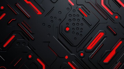 Aufkleber - A dark, futuristic background with intricate red and black circuit patterns, creating a high-tech aesthetic.