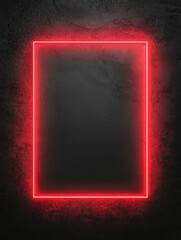 Aufkleber - A dark background features a glowing red neon frame, creating a striking visual contrast and an empty space for content or messages.