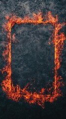 Poster - A fiery frame outlined in flames against a dark, textured background, creating a striking contrast and inviting attention.