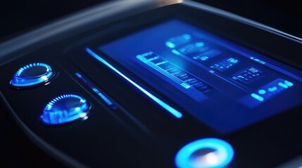 Poster - A close-up of a digital weight scale showing detailed body metrics