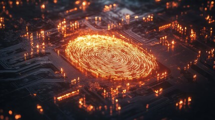 Poster - A creative depiction of a glowing fingerprint surrounded by secure data patterns