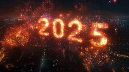 Poster - A creative design of fireworks shaped like the numbers 
