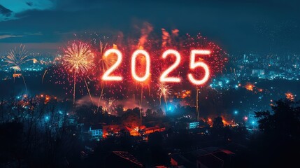 Poster - A creative fireworks display forming the shape of 