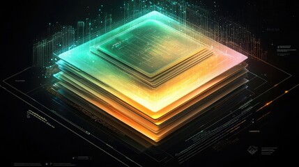 Poster - A creative infographic featuring layers of glowing encryption and privacy tools