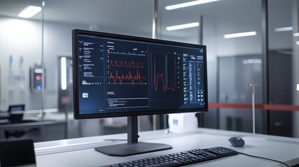 Poster - A health science workstation displaying a computer screen with advanced medical analytics