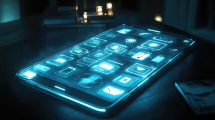 Poster - A secure phone glowing with icons of encrypted messages and locks