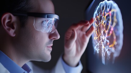 Aufkleber - scientist analyzing brain activity using advanced imaging technology in a laboratory
