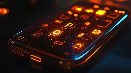 Poster - A secure phone glowing with icons of encrypted messages and locks