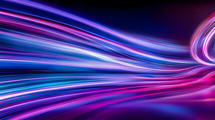 Poster - Abstract Colorful Light Trails in Vibrant Shades of Blue, Purple, Pink and White Flowing in a Dynamic Motion Background