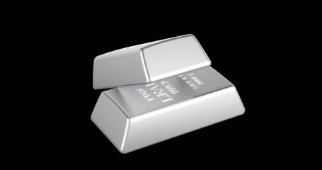 Poster - lead ingots, lead bars rotation animation, seamlessly loopable. 3d rendering isolated on transparent