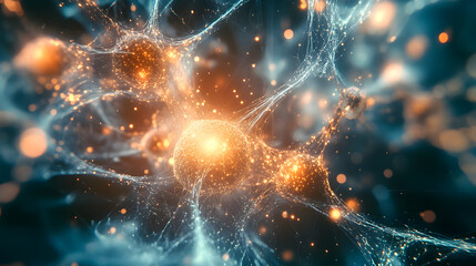 Poster - Abstract Visualization of Neurons and Synapses with Glowing Connections in Neural Network Structure