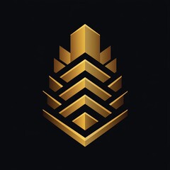 Aufkleber - A black background with a gold pyramid logo and a geometric design