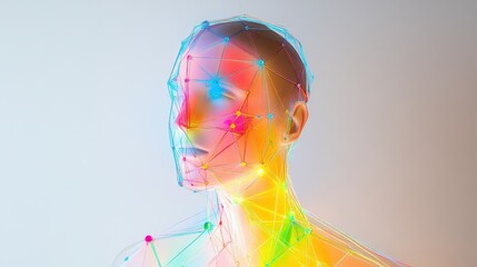 Poster - A colorful head with a lot of lines and dots
