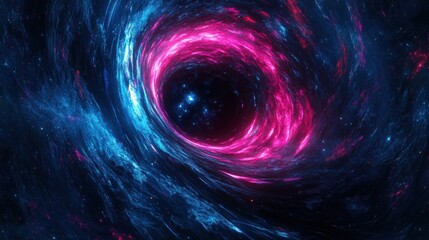 Poster - A stunning cosmic vortex in vibrant pink and blue hues, swirling into the depths of space.