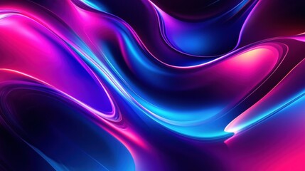 Fototapete - Vibrant abstract waves in shades of pink and blue create a futuristic mood.