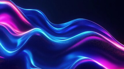Poster - A mesmerizing flow of vibrant blue and pink waves, creating an ethereal and dynamic abstract background.
