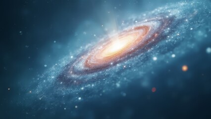 Poster - A spiral galaxy in the middle of a dark blue sky