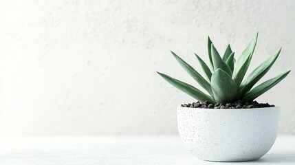 A single potted cactus in a matte white ceramic pot, placed against a white background. The rich green of the plant and the simple pot design create a modern and clean aesthetic. Ideal for minimalisti