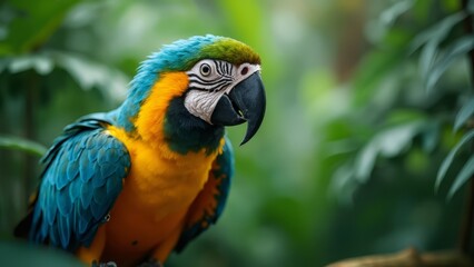 Poster - A colorful parrot sitting on top of a tree branch