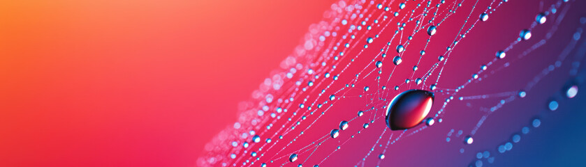 Colorful abstract background featuring droplets on web, showcasing vibrant hues and intricate patterns that evoke sense of wonder and beauty
